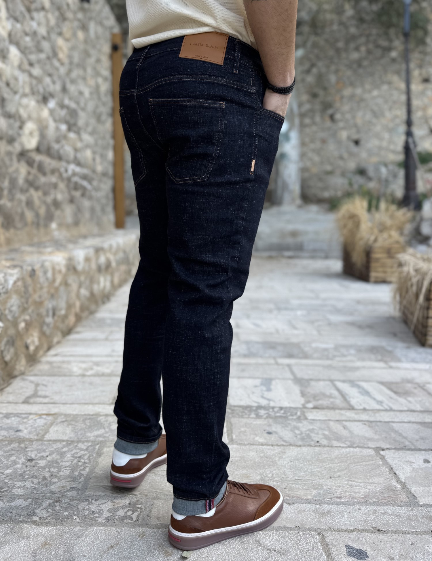 Ανδρικό blue black τζιν ελαστικό ίσια γραμμή GB5735 φωτογραφία